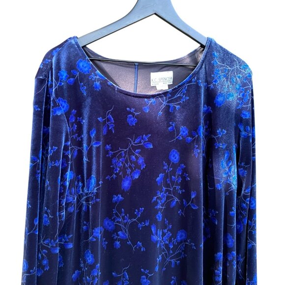 K C Spencer Women's Velvet Floral Whimsigoth Dark Fairy Dress Blue Size 18W - Picture 4 of 10
